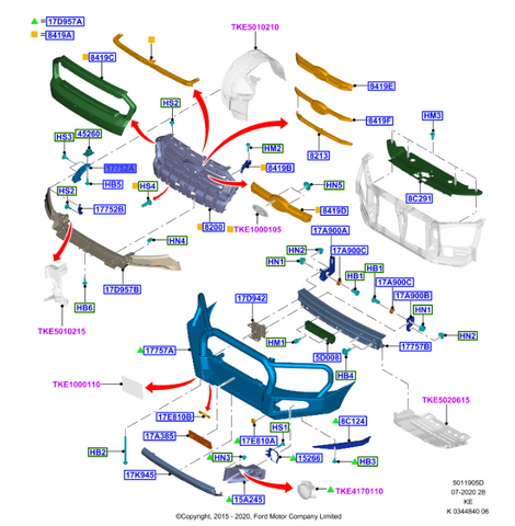 SOPORTE - PARACHOQUES (MEB3B-17A869-BC)